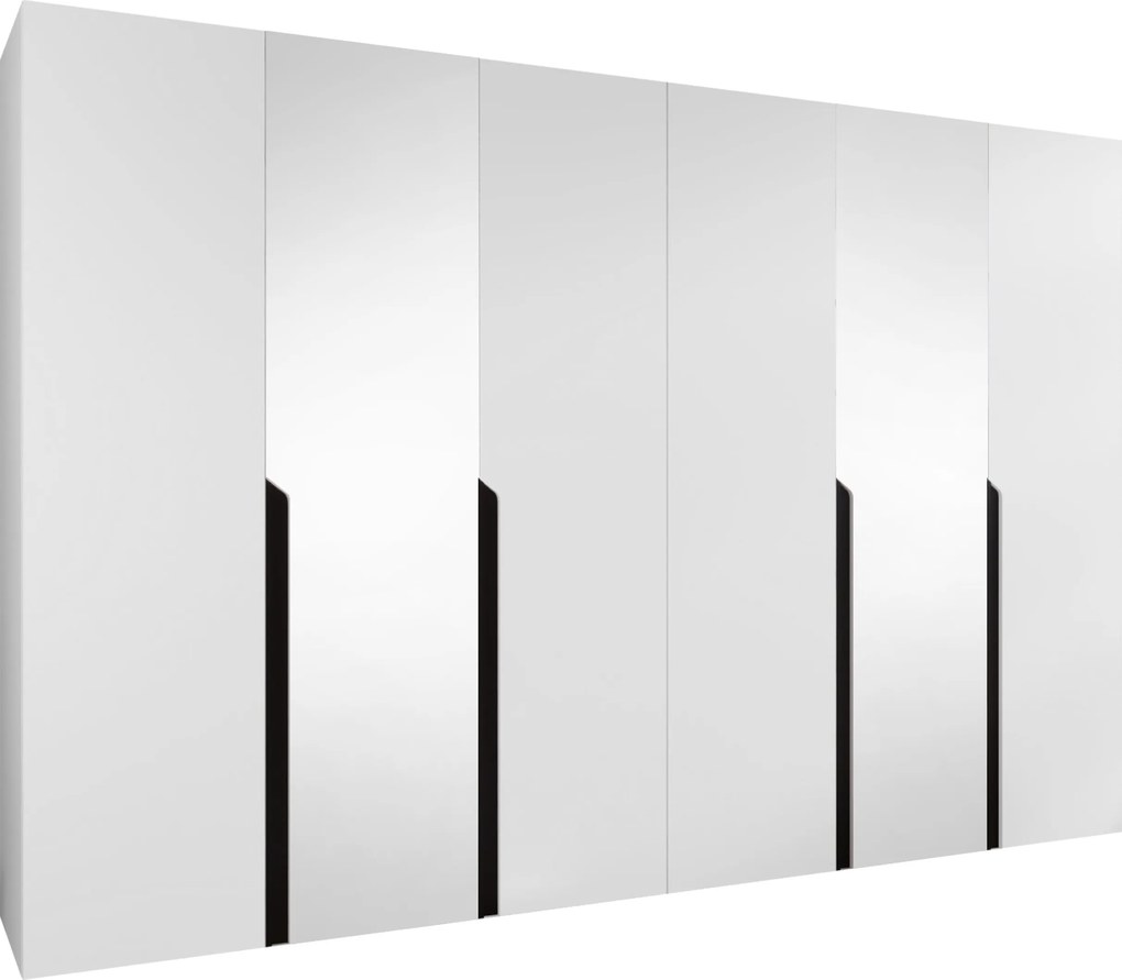 Kledingkast Hartford 588, Zwart, Wit, 202x300x52cm, 210.5 kg, Kledingkast deuren: Met scharnieren