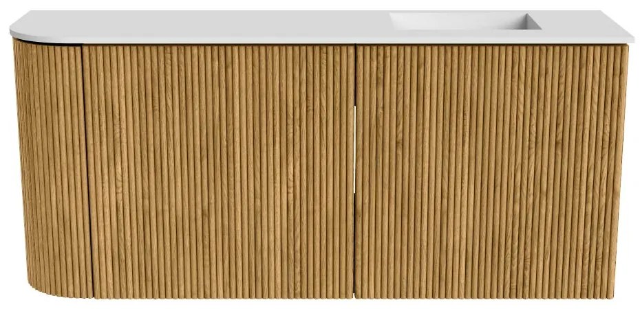 Mondiaz Joya 90cm toiletmeubel ronding links oak met wastafel faye rechts zonder kraangat talc