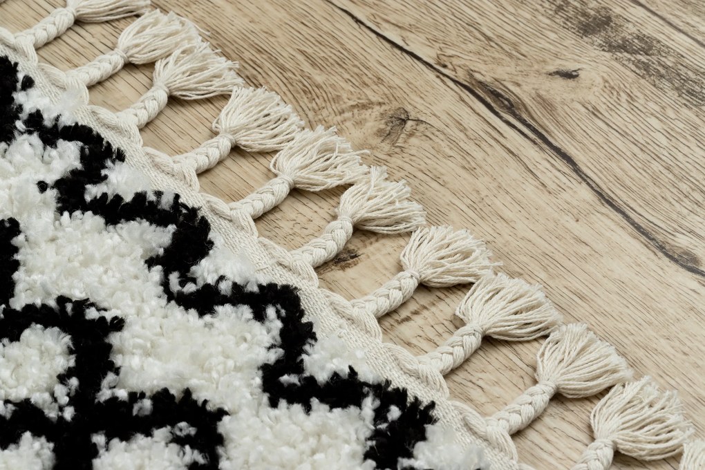Tapijt PROMO BERBER SAFI N9040 wit / zwartrand, Barber, marokkaanse shaggy