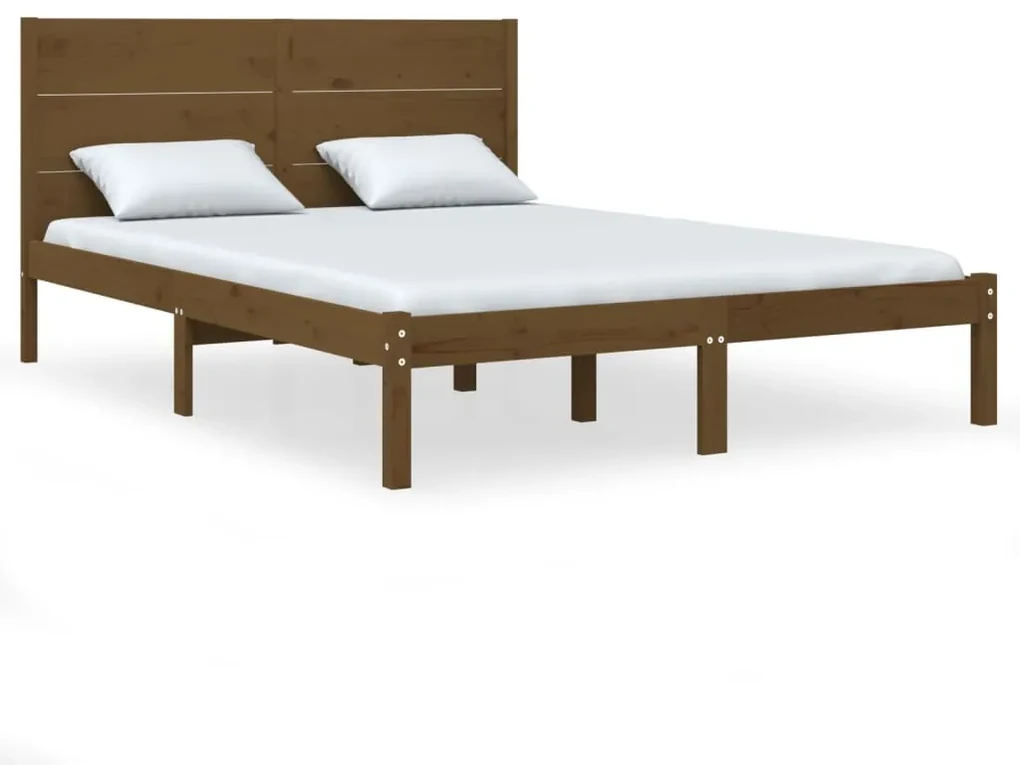 vidaXL Bedframe massief hout honingbruin 120x190 cm 4FT Small Double