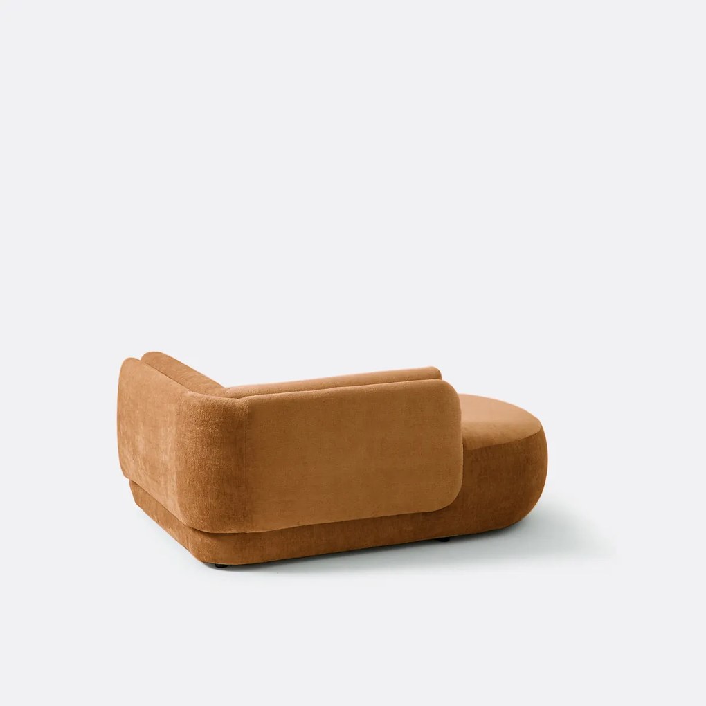 Longchair links, dik fluweel, Méridiano