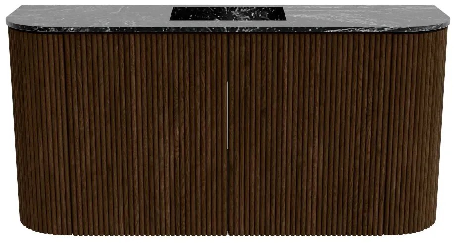 Mondiaz Joya DLux 85cm toiletmeubel ronding links/rechts walnut met wastafel faye midden zonder kraangat lava