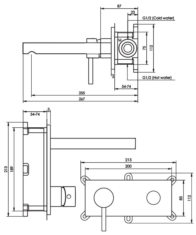 Brauer Copper Edition ColdStart wastafelkraan inbouw rechte uitloop met achterplaat model E2 koper geborsteld PVD