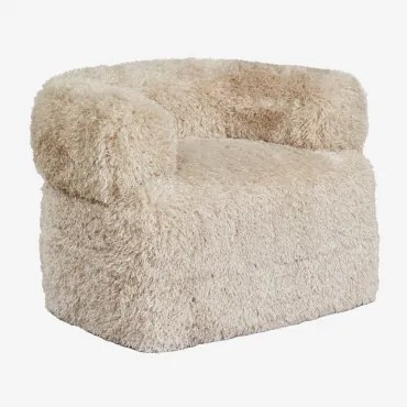 Neda Fauteuil Van Synthetisch Bont Tapioca Beige - Sklum