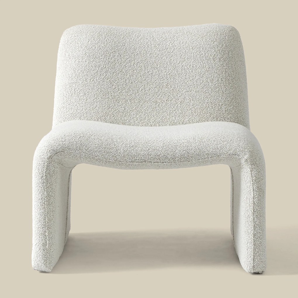 Gebogen Fauteuil Creme Stof
