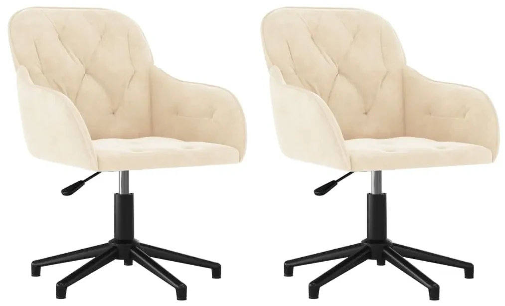 vidaXL Eetkamerstoelen draaibaar 2 st fluweel crèmekleurig