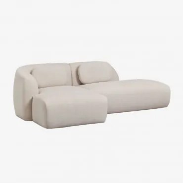 2-delige Linker Modulaire Chaise Longue Bank Met Rechter Divan In Chenille Coquette Chenille Crèmebeige - Sklum