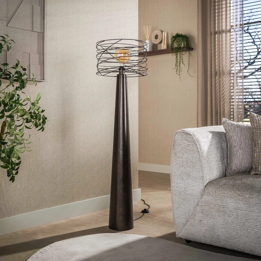 Vloerlamp Met Open Draadkap Bruin