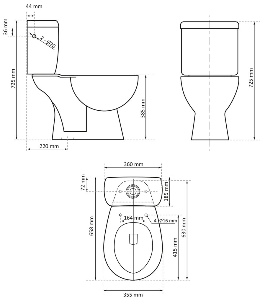 Differnz staand toilet duoblok AO wit