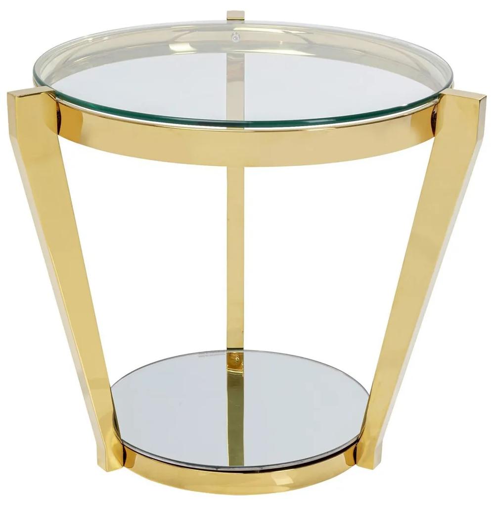Kare Design Monocolo Gold Gouden Bijzettafel Glas - 50 X 50cm.