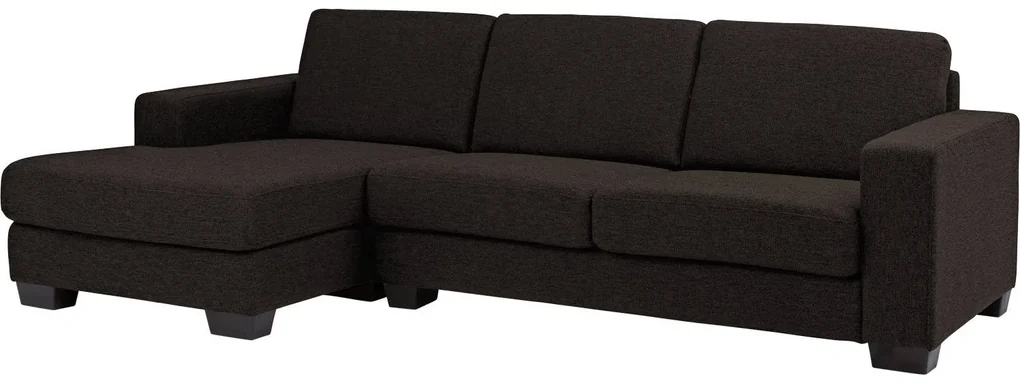 Goossens Hoekbank N-joy Divana Met Chaise Longue donkerbruin, stof, 2,5-zits, stijlvol landelijk met chaise longue links