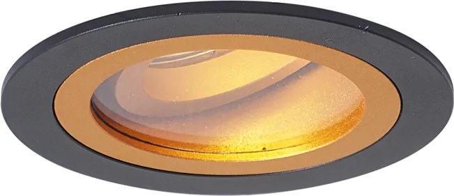 Set van 6 moderne inbouwspots zwart met goud draai- en kantelbaar IP44 - Chuck