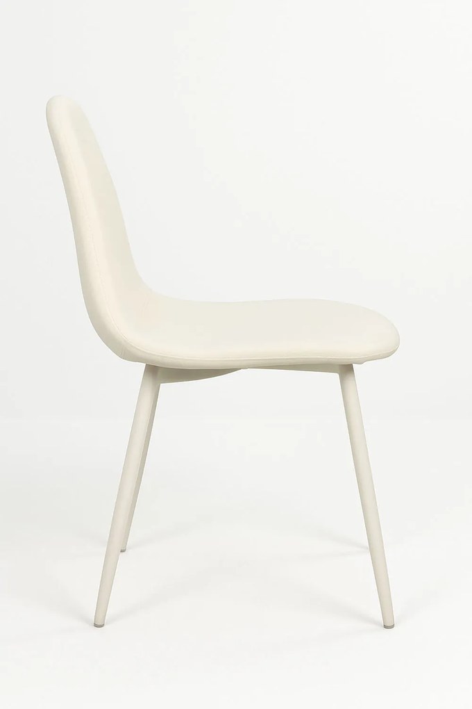 Set 4 White Teok Stoffen Stoelen