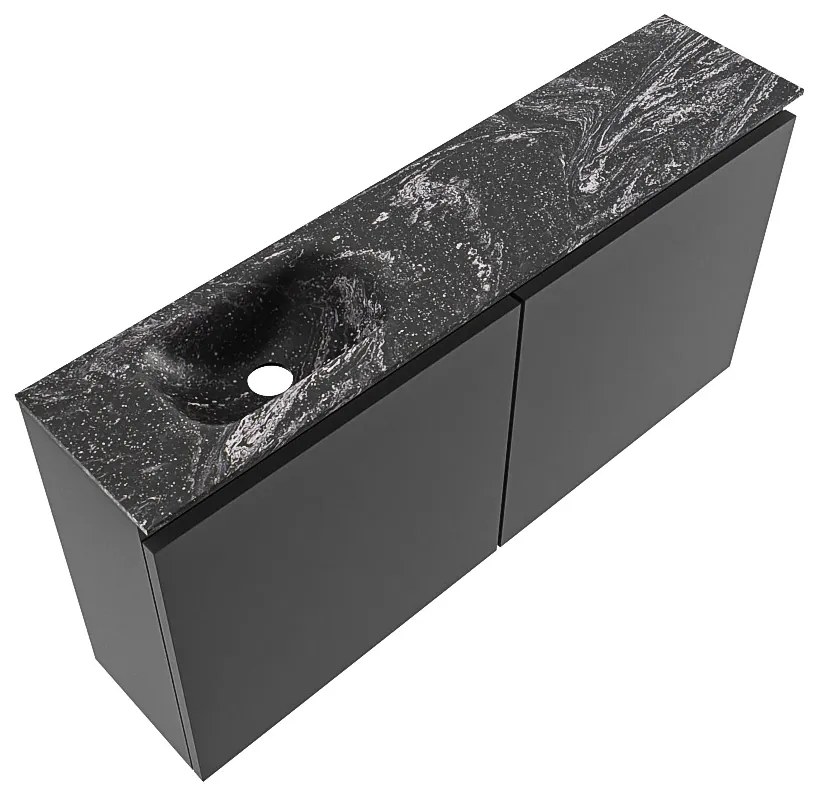 Mondiaz Ture DLux toiletmeubel 100cm dark grey met wastafel lava links met kraangat