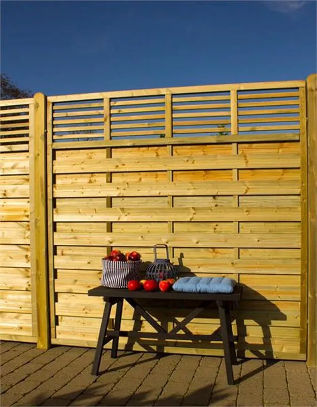 Schutting met doorkijk vuren - Newline recht groen geimpregneerd (180 x 180 cm) geschaafd