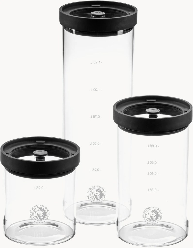 Opbergpotten Organika van borosilicaatglas, 3-delig