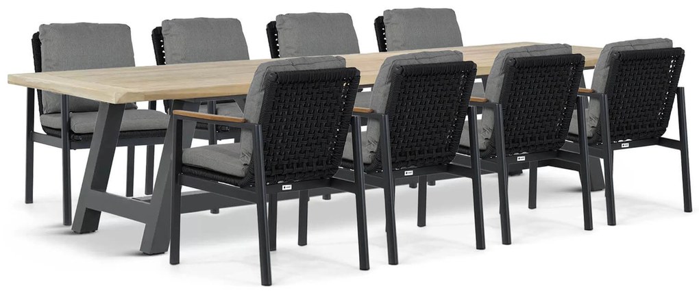 Tuinset 8 personen 330 cm Aluminium/rope Grijs Coco Ralph/Trente
