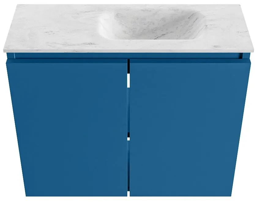 Mondiaz Ture DLux toiletmeubel 60cm jeans met wastafel opalo rechts met kraangat