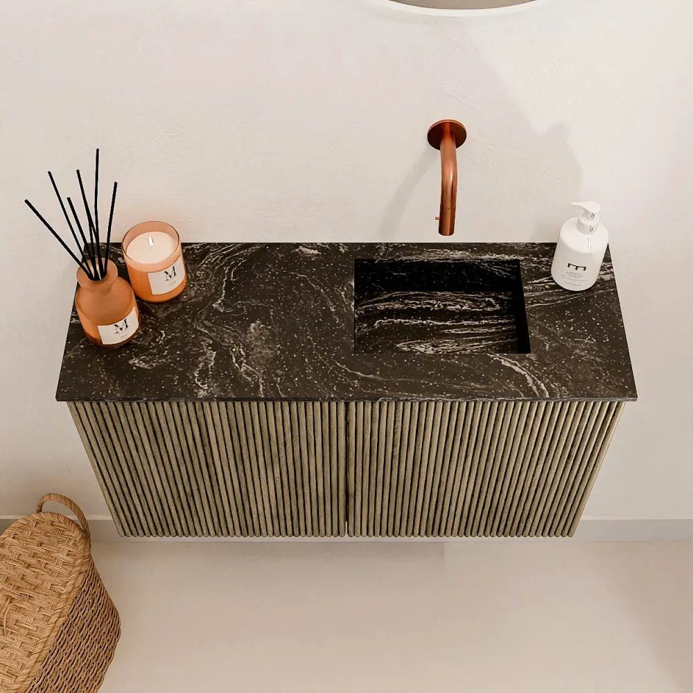 Mondiaz Joya DLux 70cm toiletmeubel dusk met wastafel faye rechts zonder kraangat lava