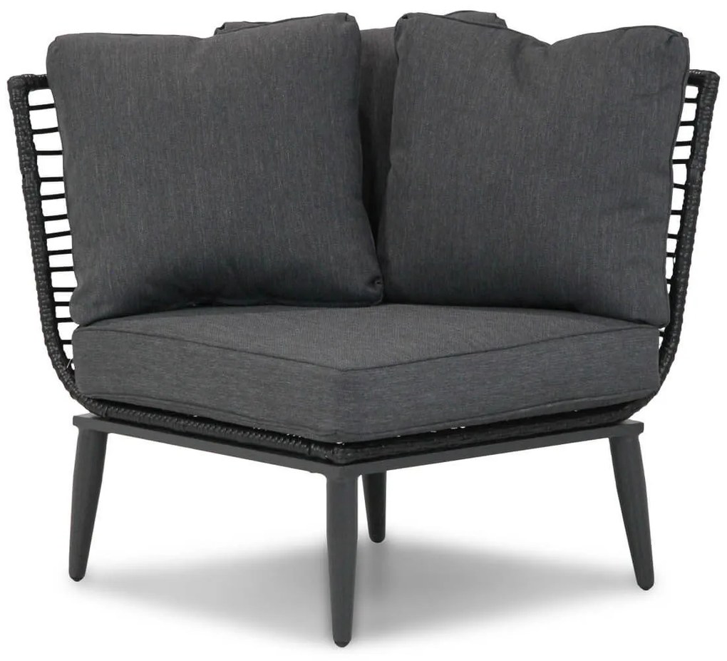 Hoek loungeset 4 personen Aluminium/wicker Zwart  Coco Coco Leonardo