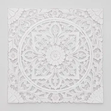 Decoratief Paneel In Hout (90x90 Cm) Lundi Wit Hout - Sklum