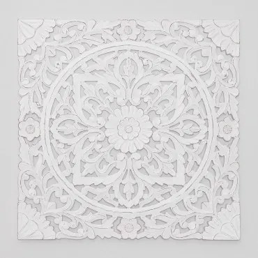 Vierkant Decoratief Paneel 90x90 Cm In Lundi Hout Wit Hout - Sklum