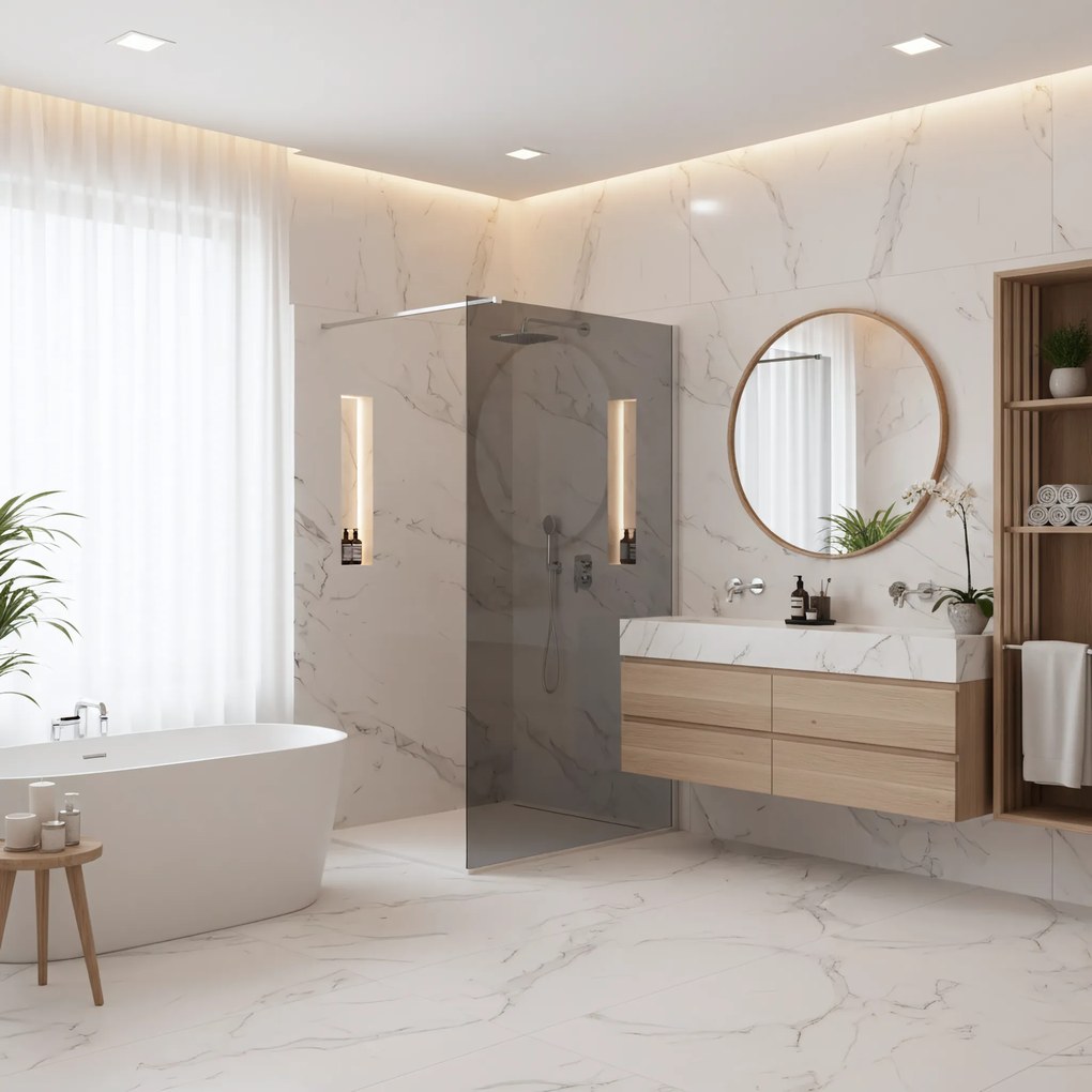 Walk-in douchewand Rea Flexi Grey / Chrome 110