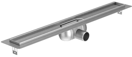 Aco ShowerDrain C douchegoot rvs m.vloerflens z.rooster, 70mm breed, stankslot 50mm 1085mm inb.diepte 92mm m.zijuitloop 2131389