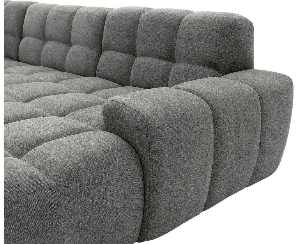 Goossens Excellent Bank Kubus - 30 X 30 Cm Stiksel grijs, stof, 1,5-zits, modern design met chaise longue rechts