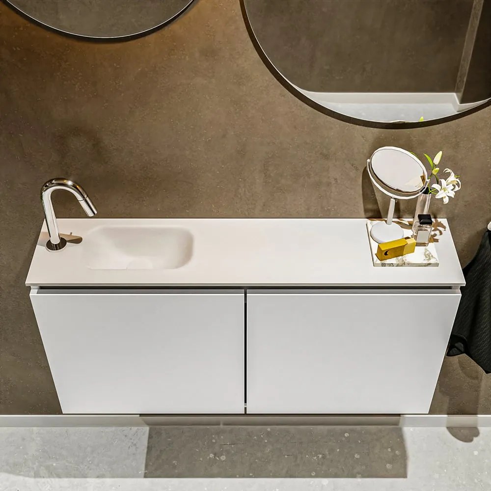 Mondiaz Ture 100cm toiletmeubel talc met wastafel talc links 1 kraangat