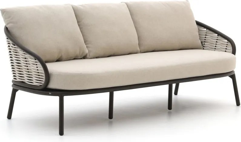 Loungebank Tuin Apple Bee  | Wicker (vlechtwerk) | 3 personen | Tuinbank Wit | 203cm | Incl. kussens | Kees Smit Tuinmeubelen