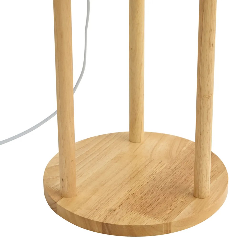 Moderne vloerlamp hout met beige kap - Stojon