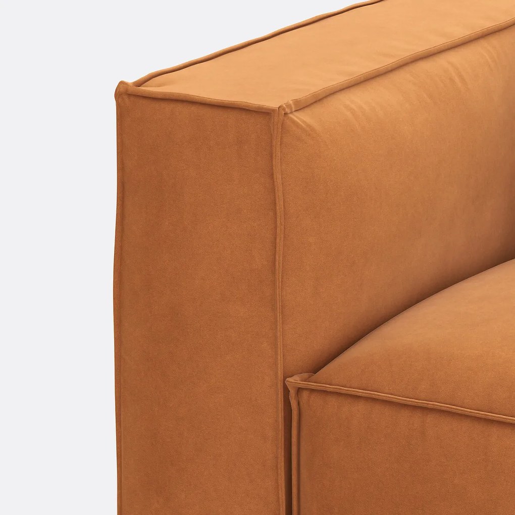 3-zitsbank en poef, in fluweel met structuur, SEVEN