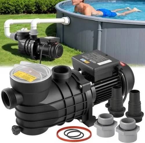 VEVOR zwembadpomp 250 W, filterpomp met een maximale doorstroomsnelheid van 11.700 l/u, eentraps zwembadpomp, 2850 tpm, maximale opvoerhoogte van 8 m, inclusief filtermand en deksel, voor bovengrondse zwembaden, zwembaden en spa's.