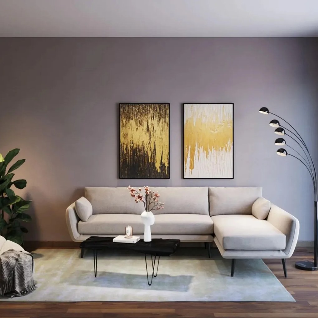 Kare Design Abstract White Schilderij Goud Wit