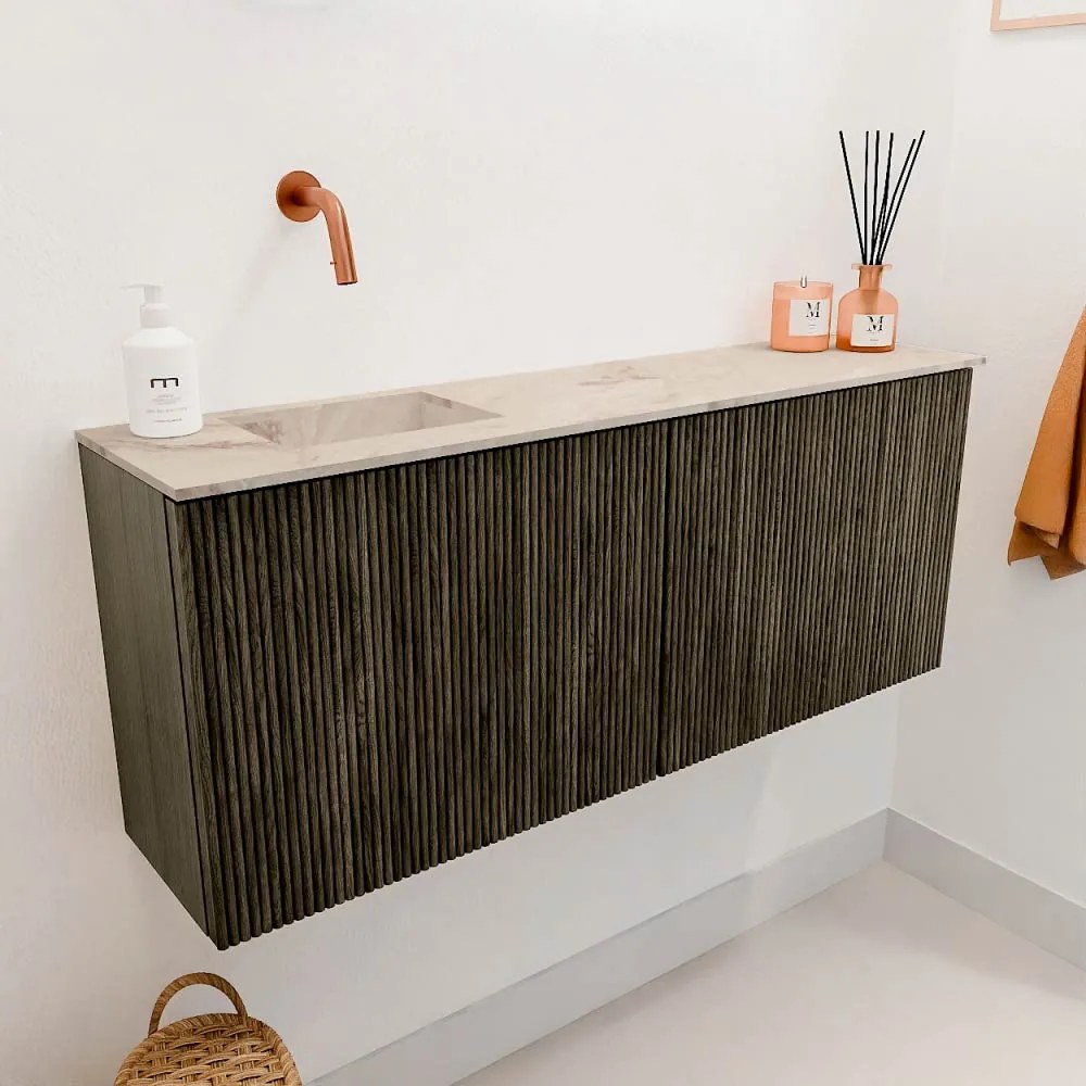 Mondiaz Joya DLux 100cm toiletmeubel shadow met wastafel faye links zonder kraangat frappe