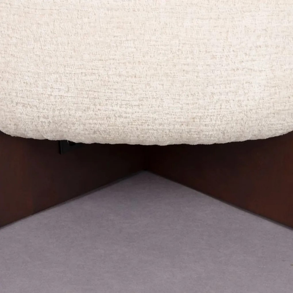 Dutchbone Emilius Retro Poef Beige Walnoot