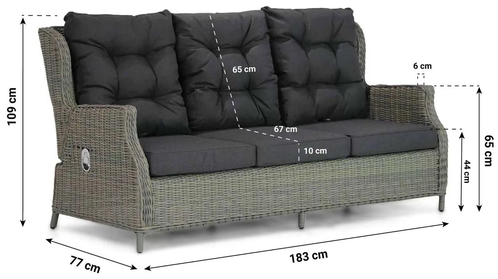 Stoel en Bank Loungeset 5 personen Wicker Taupe  Garden Collections Chicago