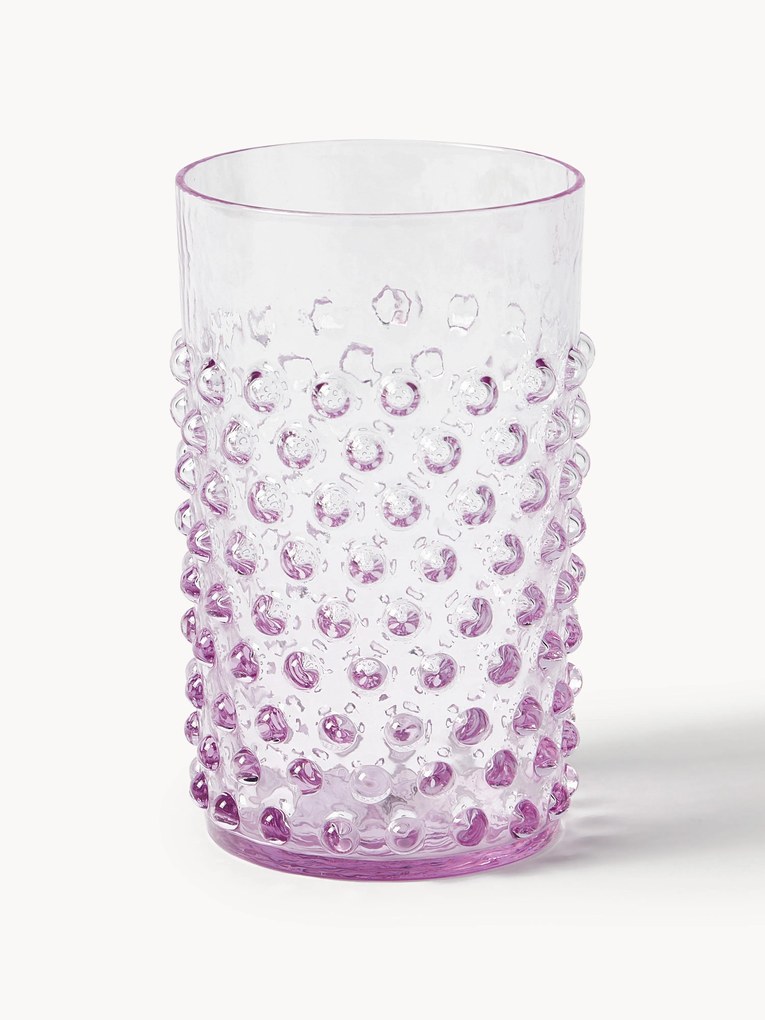 Handgemaakte waterglazen Hobnail met reliëf, 6 stuks