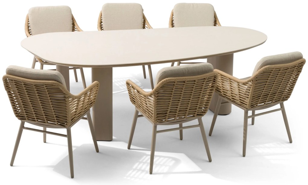 Tuinset 6 personen 240 cm Aluminium/rope Taupe Coco Antoni/Weave