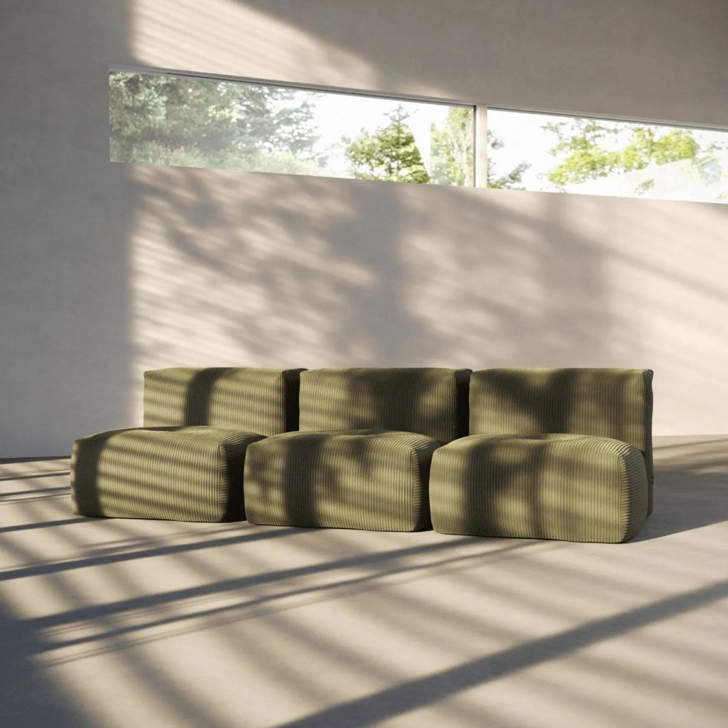 Soft Zitzak Indoor 3 Seater Open - Corduroy Olive