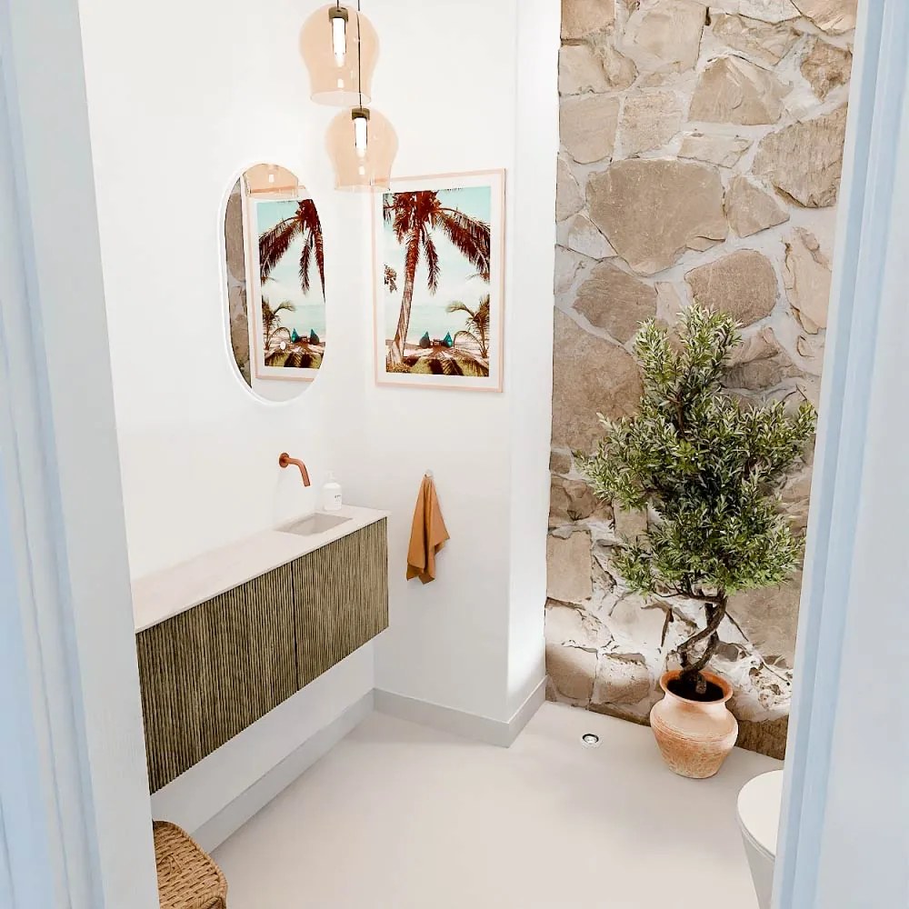 Mondiaz Joya DLux 110cm toiletmeubel ronding links dusk met wastafel faye rechts zonder kraangat meli
