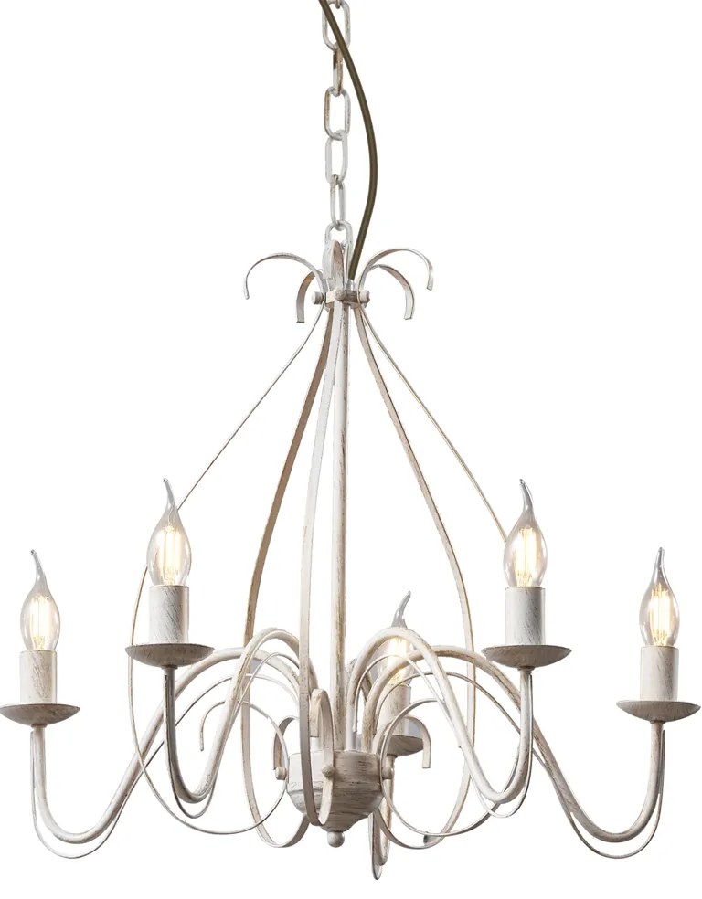 Eettafel / Eetkamer Klassieke kroonluchter crème 5-lichts - Giuseppe Klassiek / Antiek, Landelijk / Rustiek E14 rond Binnenverlichting Lamp