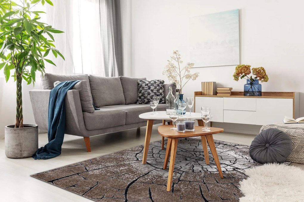 Tapijt modern COZY 8875 Wood, boomstam - Structureel,  twee poolhoogte , bruin