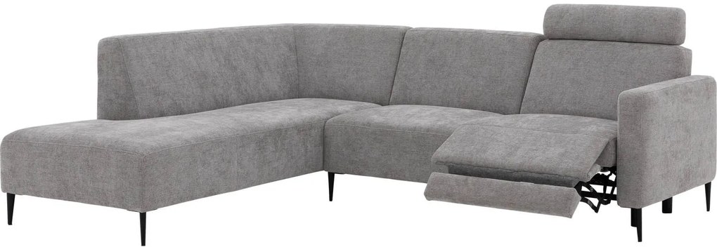 Goossens Hoekbank Tiolo Met Relaxfunctie En Hoofdsteun grijs, stof, 3-zits, modern design met ligelement links
