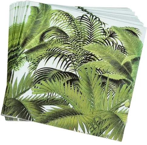 PALM TREES Set van 20 servetten groen B 33 x L 33 cm