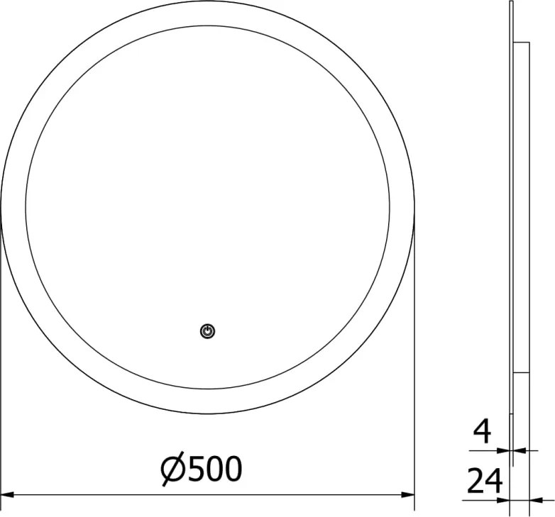 Mexen Oro verlichte badkamer spiegel, rond 50 cm, LED 6000K, anti-condens - 9824-050-050-611-00