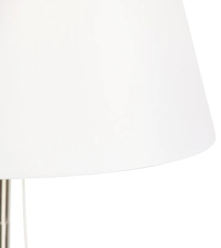 Stoffen Vloerlamp staal met witte kap en verstelbare arm - Ladas Deluxe Modern E27 rond Binnenverlichting Lamp