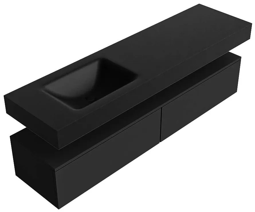Zaro Alan badmeubel 170cm urban 2 lades met vrijhangende wastafel cloud links zonder kraangat urban