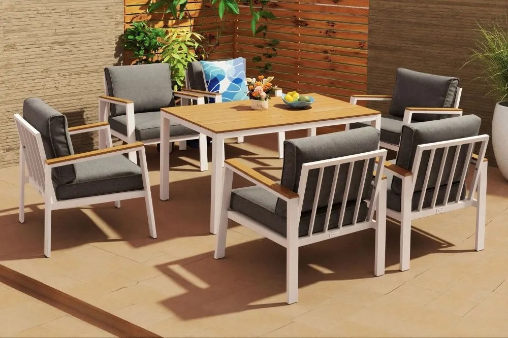 Aluminium tuinmeubelen Zakintos Premium 6 wit Garden Point